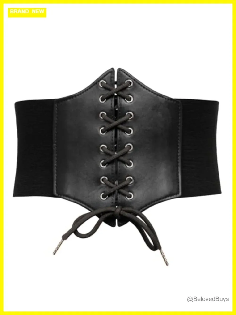 Lace-up Corset Waist Belt PU Leather with Elastic Band